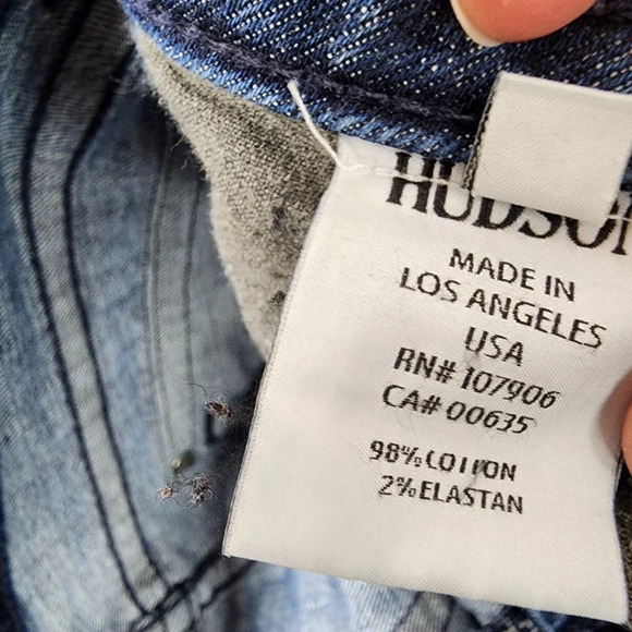 Hudson Boot Cut Dark Wash Jeans Back Flap Pocket Size 28 Made in USA - Picture 13 of 16
